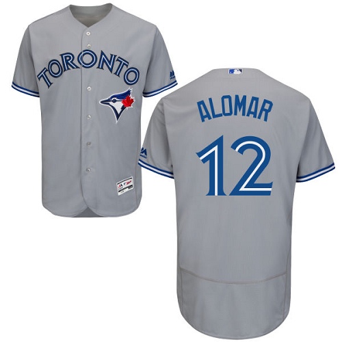 Men's Majestic Toronto Blue Jays #12 Roberto Alomar Authentic Grey Road MLB Jersey