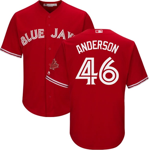 Youth Majestic Toronto Blue Jays #46 Brett Anderson Replica Scarlet Alternate MLB Jersey