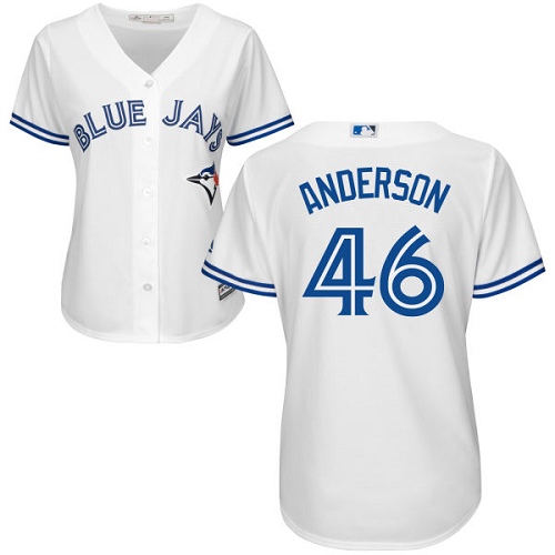 Women's Majestic Toronto Blue Jays #46 Brett Anderson Replica White Home MLB Jersey