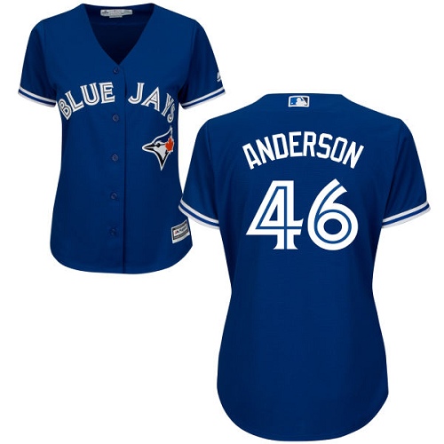 Women's Majestic Toronto Blue Jays #46 Brett Anderson Replica Blue Alternate MLB Jersey