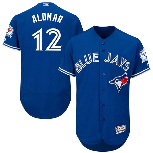 Men's Majestic Toronto Blue Jays #12 Roberto Alomar Authentic Blue Alternate MLB Jersey