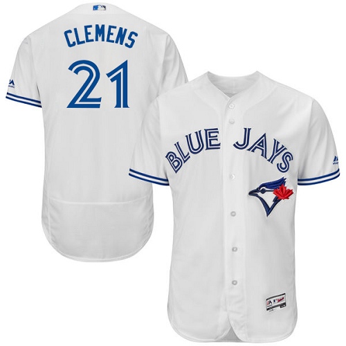 Men's Majestic Toronto Blue Jays #21 Roger Clemens Authentic White Home MLB Jersey