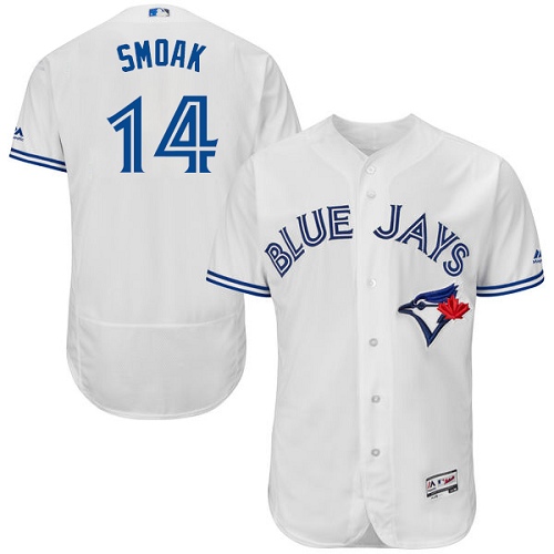 Men's Majestic Toronto Blue Jays #14 Justin Smoak Authentic White Home MLB Jersey