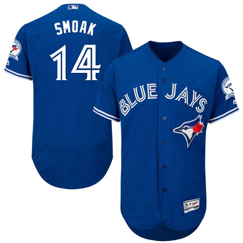 Men's Majestic Toronto Blue Jays #14 Justin Smoak Authentic Blue Alternate MLB Jersey
