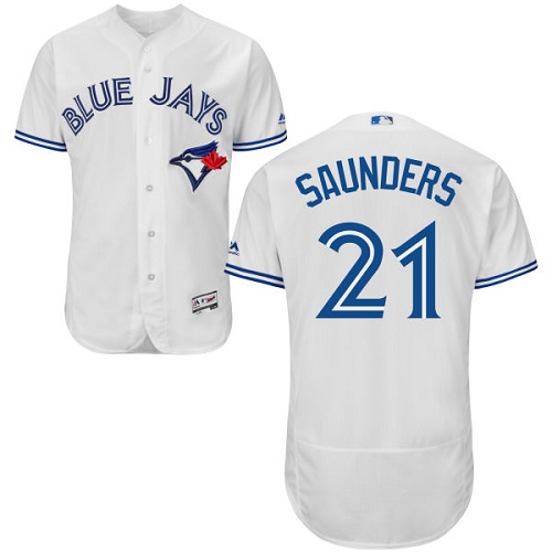 Men's Majestic Toronto Blue Jays #21 Michael Saunders White Flexbase Authentic Collection MLB Jersey