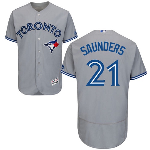 Men's Majestic Toronto Blue Jays #21 Michael Saunders Grey Flexbase Authentic Collection MLB Jersey