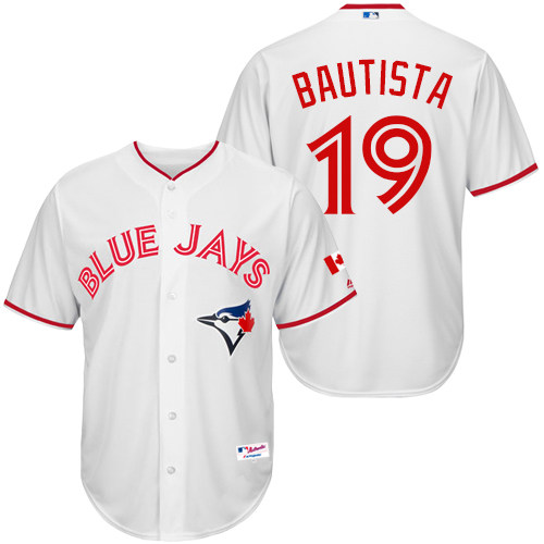 Men's Majestic Toronto Blue Jays #19 Jose Bautista Replica White 2015 Canada Day MLB Jersey