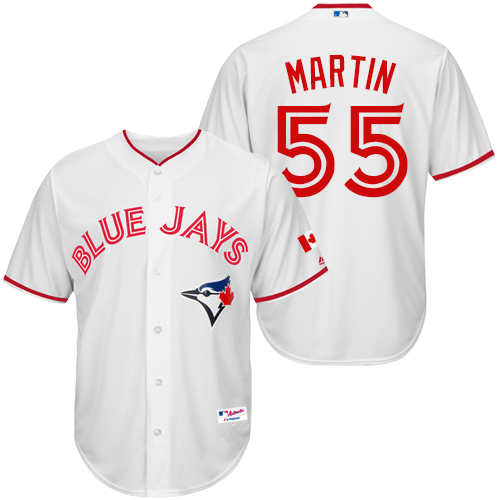 Men's Majestic Toronto Blue Jays #55 Russell Martin Authentic White 2015 Canada Day MLB Jersey