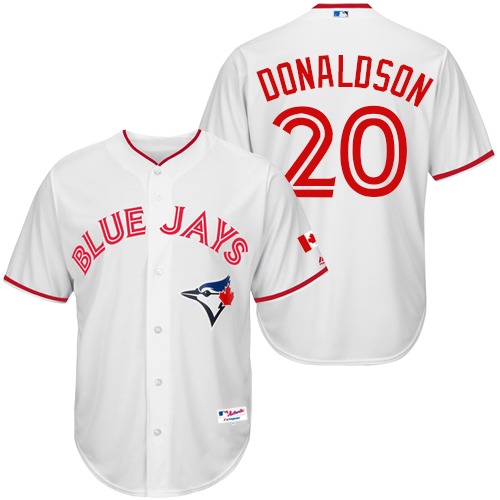 Men's Majestic Toronto Blue Jays #20 Josh Donaldson Authentic White 2015 Canada Day MLB Jersey