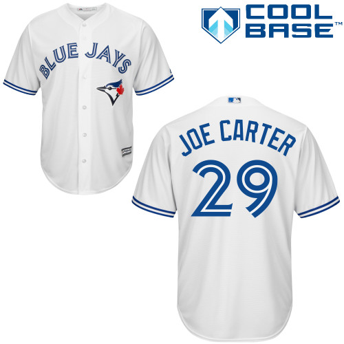 Men's Majestic Toronto Blue Jays #29 Joe Carter Replica White Home MLB Jersey