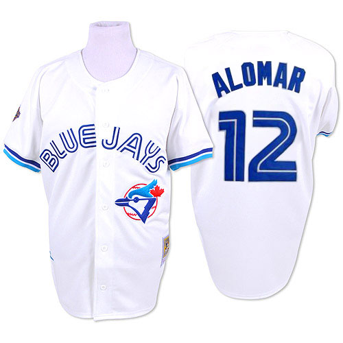 Men's Mitchell and Ness Toronto Blue Jays #12 Roberto Alomar Authentic White 1993 Throwback MLB Jersey
