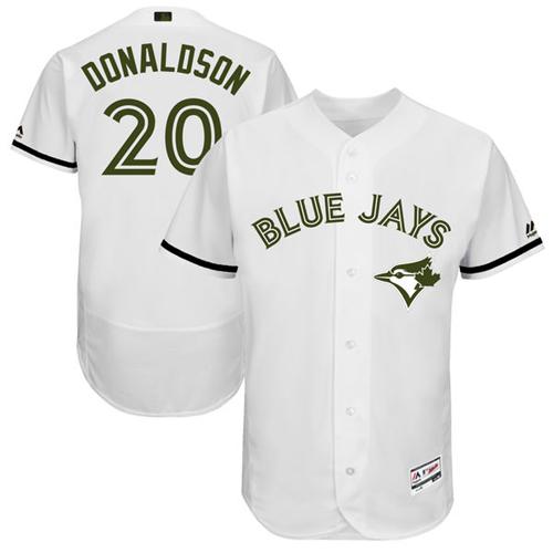 Men's Majestic Toronto Blue Jays #20 Josh Donaldson White Memorial Day Authentic Collection Flex Base MLB Jersey
