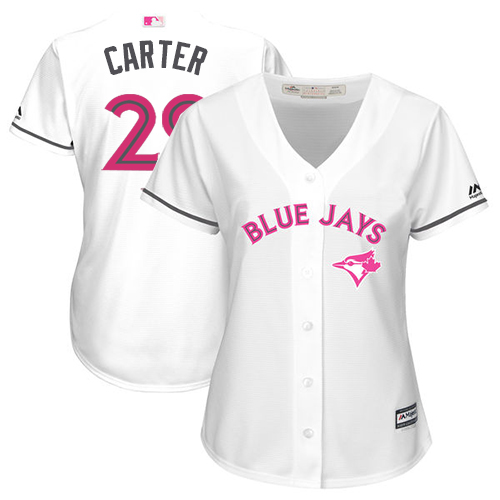 Women's Majestic Toronto Blue Jays #29 Joe Carter Replica White Mother's Day Cool Base MLB Jersey