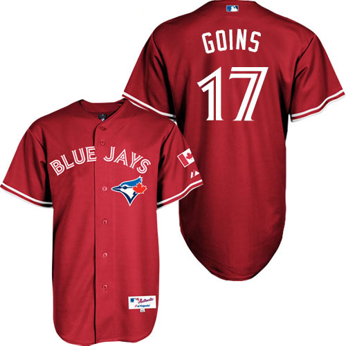 Men's Majestic Toronto Blue Jays #17 Ryan Goins Authentic Red Canada Day MLB Jersey