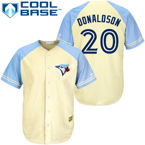 Men's Majestic Toronto Blue Jays #20 Josh Donaldson Replica Cream Exclusive Vintage Cool Base MLB Jersey