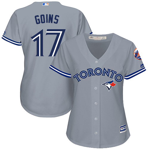 Women's Majestic Toronto Blue Jays #17 Ryan Goins Authentic Grey Road MLB Jersey