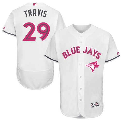 Men's Majestic Toronto Blue Jays #29 Devon Travis Authentic White 2016 Mother's Day Fashion Flex Base MLB Jersey