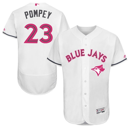 Men's Majestic Toronto Blue Jays #23 Dalton Pompey Authentic White 2016 Mother's Day Fashion Flex Base MLB Jersey