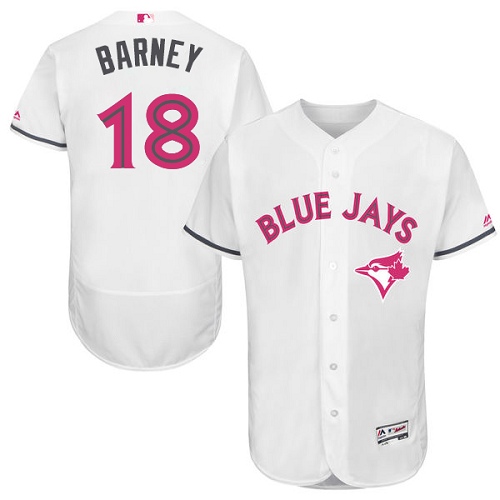 Men's Majestic Toronto Blue Jays #18 Darwin Barney Authentic White 2016 Mother's Day Fashion Flex Base MLB Jersey