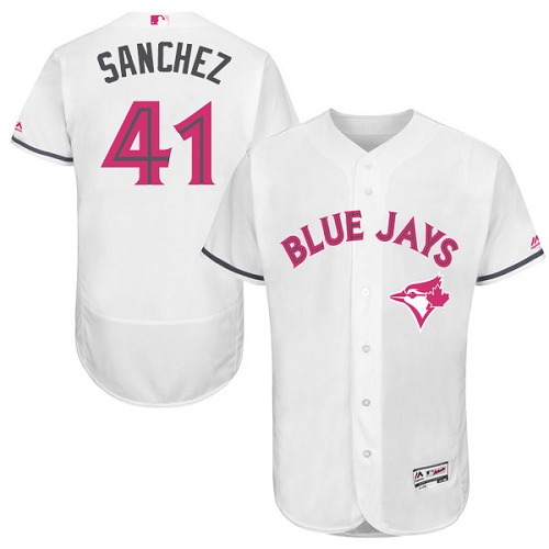 Men's Majestic Toronto Blue Jays #41 Aaron Sanchez Authentic White 2016 Mother's Day Fashion Flex Base MLB Jersey