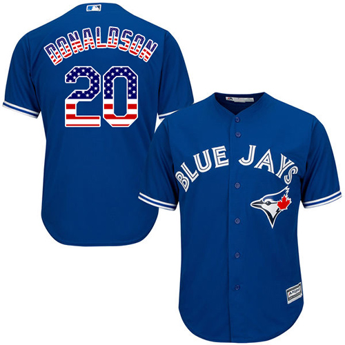 Men's Majestic Toronto Blue Jays #20 Josh Donaldson Authentic Royal Blue USA Flag Fashion MLB Jersey