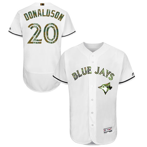 Men's Majestic Toronto Blue Jays #20 Josh Donaldson Authentic White 2016 Memorial Day Fashion Flex Base MLB Jersey