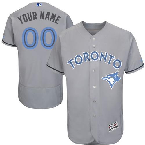 Men's Majestic Toronto Blue Jays Customized Authentic Gray 2016 Father's Day Fashion Flex Base MLB Jersey