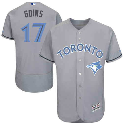 Men's Majestic Toronto Blue Jays #17 Ryan Goins Authentic Gray 2016 Father's Day Fashion Flex Base MLB Jersey