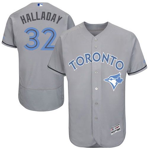 Men's Majestic Toronto Blue Jays #32 Roy Halladay Authentic Gray 2016 Father's Day Fashion Flex Base MLB Jersey