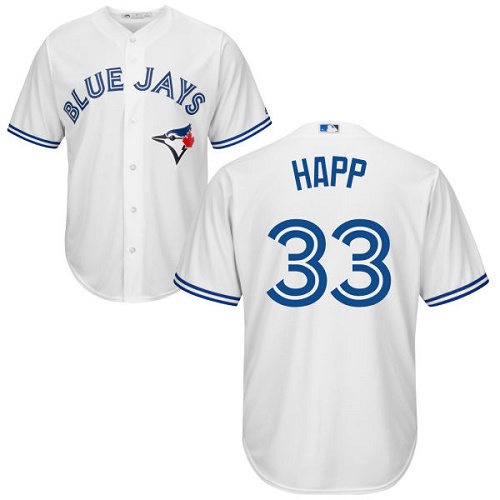 Men's Majestic Toronto Blue Jays #33 J.A. Happ Replica White Home MLB Jersey