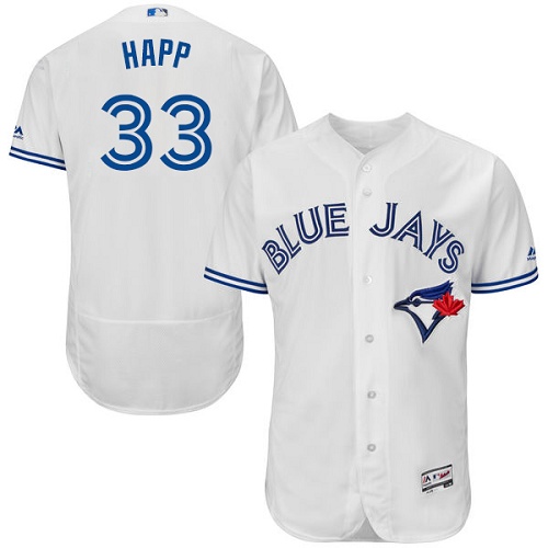 Men's Majestic Toronto Blue Jays #33 J.A. Happ White Flexbase Authentic Collection MLB Jersey