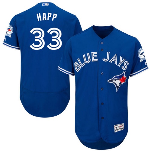 Men's Majestic Toronto Blue Jays #33 J.A. Happ Royal Blue Flexbase Authentic Collection MLB Jersey