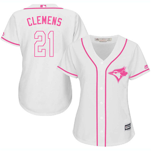 Women's Majestic Toronto Blue Jays #21 Roger Clemens Authentic White Fashion Cool Base MLB Jersey