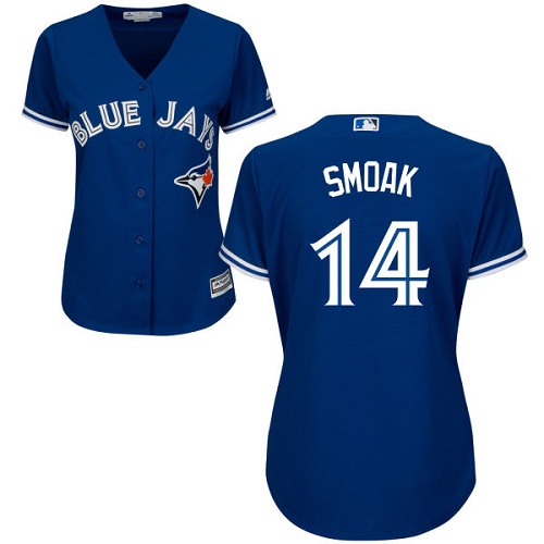 Women's Majestic Toronto Blue Jays #14 Justin Smoak Replica Blue Alternate MLB Jersey