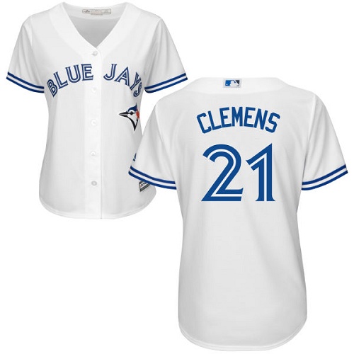 Women's Majestic Toronto Blue Jays #21 Roger Clemens Authentic White Home MLB Jersey