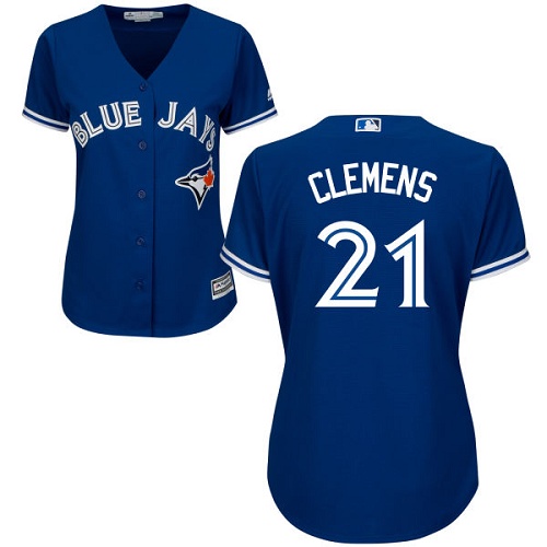 Women's Majestic Toronto Blue Jays #21 Roger Clemens Authentic Blue Alternate MLB Jersey