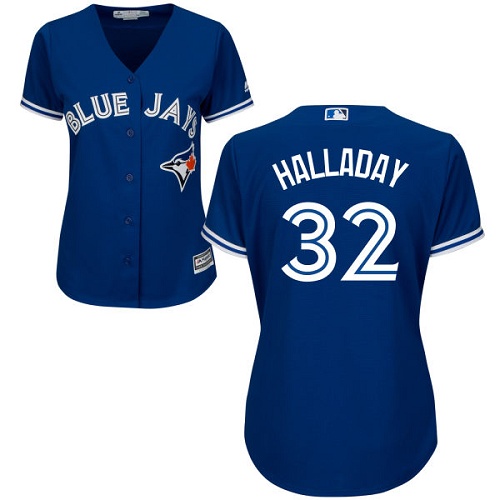 Women's Majestic Toronto Blue Jays #32 Roy Halladay Authentic Blue Alternate MLB Jersey