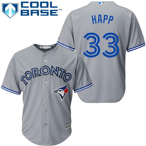 Youth Majestic Toronto Blue Jays #33 J.A. Happ Replica Grey Road MLB Jersey