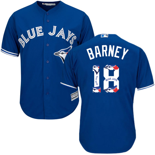 Men's Majestic Toronto Blue Jays #18 Darwin Barney Authentic Blue Team Logo Fashion MLB Jersey