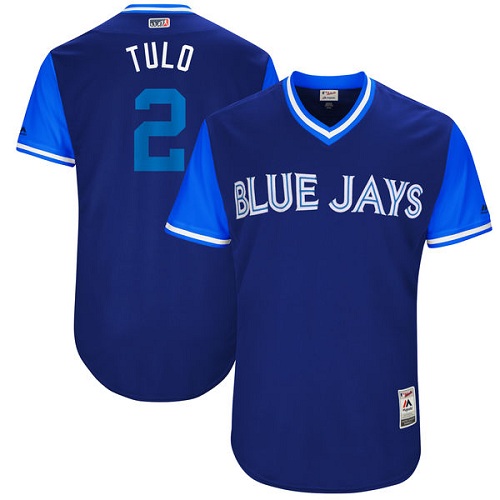 Men's Majestic Toronto Blue Jays #2 Troy Tulowitzki "Tulo" Authentic Navy Blue 2017 Players Weekend MLB Jersey