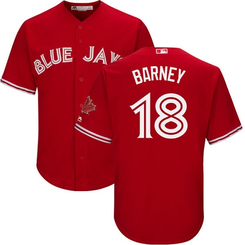 Men's Majestic Toronto Blue Jays #18 Darwin Barney Replica Scarlet Alternate Cool Base MLB Jersey