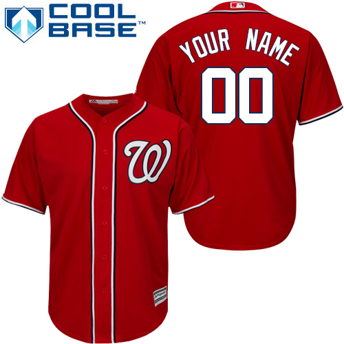 Youth Majestic Washington Nationals Customized Replica Red Alternate 1 Cool Base MLB Jersey