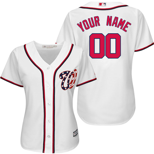 Women's Majestic Washington Nationals Customized Authentic White Home Cool Base MLB Jersey