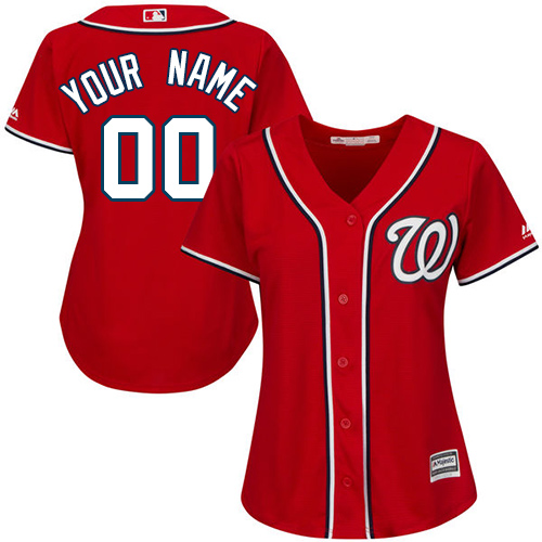 Women's Majestic Washington Nationals Customized Authentic Red Alternate 1 Cool Base MLB Jersey