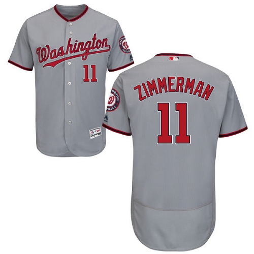 Men's Majestic Washington Nationals #11 Ryan Zimmerman Authentic Grey Road Cool Base MLB Jersey