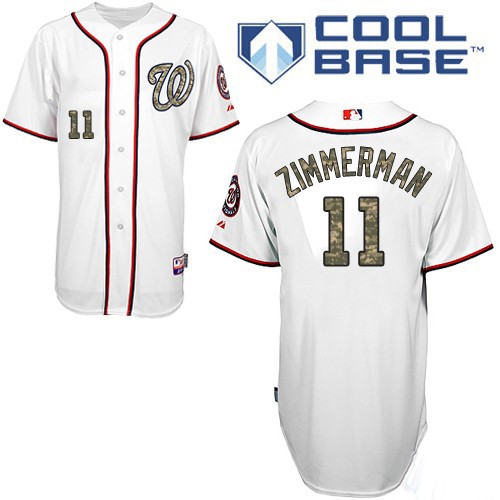 Men's Majestic Washington Nationals #11 Ryan Zimmerman Authentic White USMC Cool Base MLB Jersey
