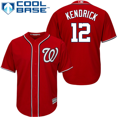 Men's Majestic Washington Nationals #4 Howie Kendrick Replica Red Alternate 1 Cool Base MLB Jersey