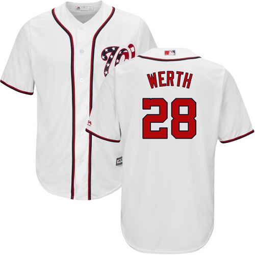 Men's Majestic Washington Nationals #28 Jayson Werth Replica White Home Cool Base MLB Jersey