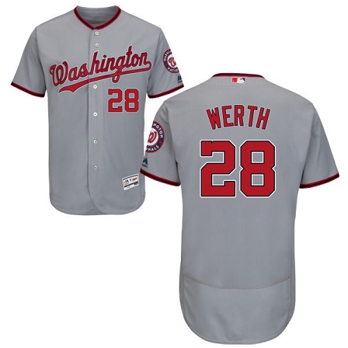 Men's Majestic Washington Nationals #28 Jayson Werth Authentic Grey Road Cool Base MLB Jersey