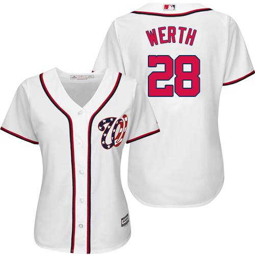 Women's Majestic Washington Nationals #28 Jayson Werth Authentic White MLB Jersey
